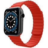 Curea iUni compatibila cu Apple Watch 1/2/3/4/5/6, 42mm, Silicon Magnetic, Red